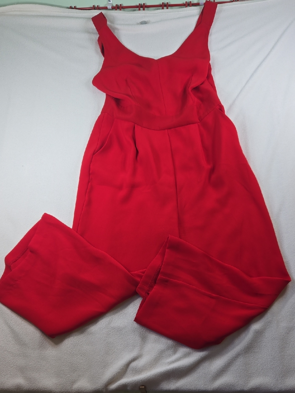 Tahari Bold Red Sleeveless Jumpsuit